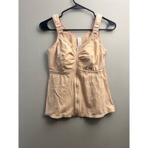 American Breast Care Post Surgical Front Zip Camisole, Tan Sz M